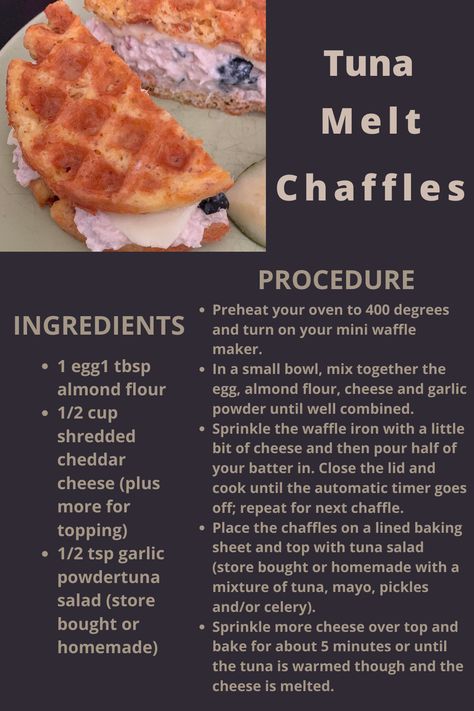 Chaffle Tuna Melt, Tuna Chaffle Recipe, Tuna Waffle, Chaffles Keto, Chaffle Recipes, Waffle Bowl, Waffle Maker Recipes, Tuna Melt, Shredded Cheddar Cheese