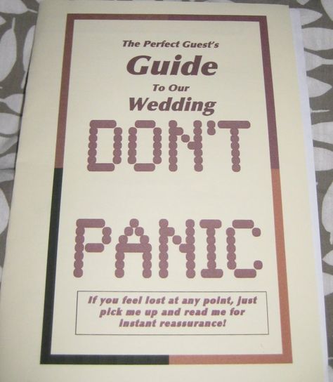 DIY Wedding Programs http://offbeatbride.com/2009/12/hitchhikers-guide-to-the-galaxy-program Wedding Programs Funny, Nerd Wedding, Galaxy Wedding, Geeky Wedding, Nerdy Wedding, Funny Wedding Invitations, Geek Wedding, Hitchhikers Guide To The Galaxy, Funny Wedding Photos