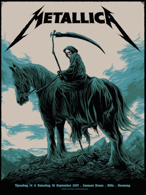 New Posters for Metallica and The Pixies by Ken Taylor (Onsale Info) Poster Konser, Metallica Tattoo, Ken Taylor, Arte Heavy Metal, Metallica Concert, Metallica Logo, Metallica Art, Viking Metal, Rock N Roll Art