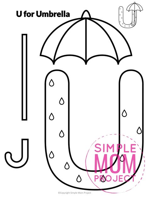 Letter U Umbrella Craft, U Crafts For Preschool Letter, U For Umbrella Craft, U Is For, Umbrella Craft Preschool, Letter U Preschool, Preschool Letter U, Letter U Craft, U For Umbrella