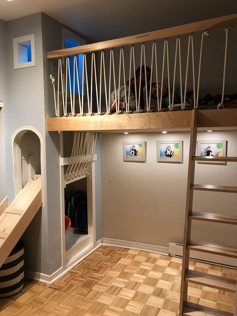 Build Loft In Bedroom, Loft Bed Safety Net, Alcove Loft Bed, Diy Loft Bed With Slide, Suspended Loft Bed, Loft Bed Railing Ideas, Built In Loft Bed, Treehouse Loft Bed, Playhouse Loft Bed