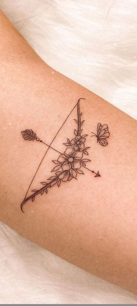 Flower Bow And Arrow Tattoo, Sag Tattoo Sagittarius, Archer Tattoo Taylor Swift, Bow And Arrow Tattoos For Women, The Archer Tattoo Taylor Swift, Sag Tattoo, Moon Phase Tattoos, The Archer Tattoo, F1 Tattoo