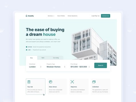 Building Website Design, Realtor Website, Real Estate Website Templates, Real Estate Landing Pages, Real Estate Website Design, Website Design Inspiration Layout, Ui Design Dashboard, Real Estate Site, Dubai Real Estate