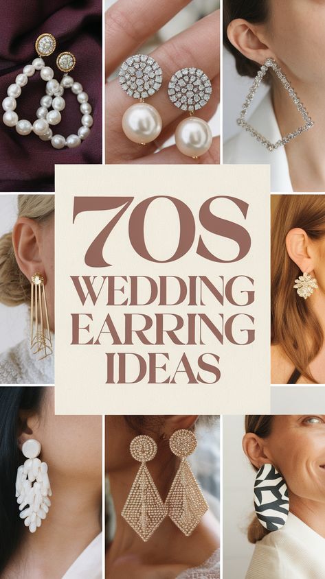 Discover stunning 70s wedding earring ideas that capture the essence of vintage style! From bold hoops to elegant dangles, these earrings add a touch of retro charm to your special day. Perfect for brides who love a classic look with a unique twist. Click to explore more timeless designs and get inspired for your wedding. Follow us for more creative wedding ideas and tips! 70s Wedding Outfit, Wedding Earrings Bride, 70s Wedding, Earrings Bride, Wedding Earring, 60s And 70s Fashion, Retro Glam, Creative Wedding Ideas, Glam Look