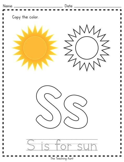 S is for Sun: Paper Pasting Activity - The Teaching Aunt Sun Crafts For Preschoolers, S Is For Sun, Sun Worksheet, Alphabet Colouring, Sun Activity, Color Worksheet, Sun Coloring Pages, Sun Paper, Sun Crafts