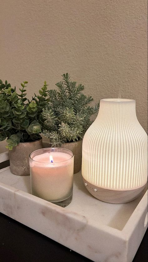 Aesthetic decor. Nightstand decor. Home decor ideas. Bedroom decor ideas. Aesthetic bedroom ideas. Essential Oil Diffuser Aesthetic, Oil Diffuser Aesthetic, Diffuser Aesthetic, Nightstand Aesthetic, Bedroom Decor Aesthetic, Nightstand Ideas, Aesthetic Bedroom Decor, Nightstand Decor, House Organisation