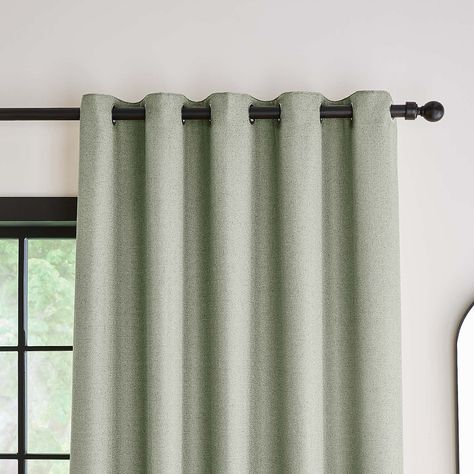 Sage Green Curtains, Curtains Dunelm, Eyelet Curtains, Curtain Pole, Green Curtains, Curtain Sizes, Curtain Poles, Apartment Furniture, Full Look