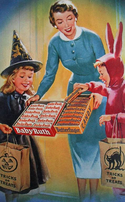 1950s Halloween, Candy Signs, Dulces Halloween, Baby Ruth, Carte Halloween, Postal Vintage, Halloween Retro, Vintage Blog, Halloween Tags