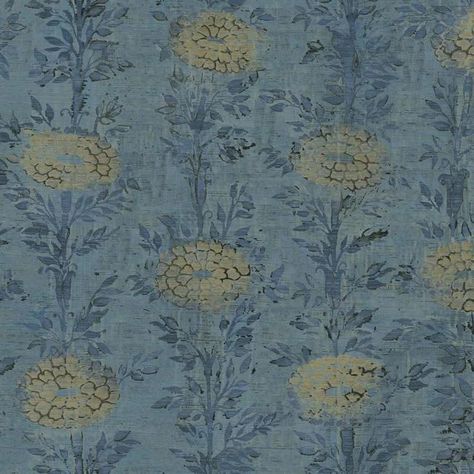 French Marigold Wallpaper in Blue and Gold from the Tea Garden Collect – BURKE DECOR Marigold Wallpaper, French Marigold, Blue And Gold Wallpaper, Tapete Gold, Wallpaper Warehouse, Look Wallpaper, York Wallpaper, Tea Culture, Plant Wallpaper