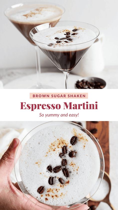 Brown Sugar Shaken Espresso Martini - Fit Foodie Finds Brown Sugar Espresso Martini, White Chocolate Espresso Martini, Batch Espresso Martini, Brown Sugar Espresso, Martini Flavors, Brown Sugar Shaken Espresso, Brown Sugar Simple Syrup, Shaken Espresso, Espresso Martini Recipe