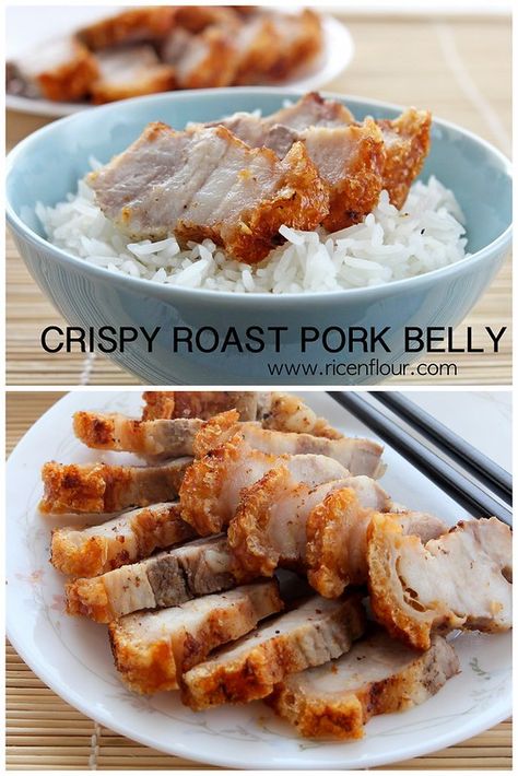 Crispy Roast Pork Recipe - How to make perfect Crispy Pork Crackling? - Rice 'n Flour Crispy Roast Pork, Perfect Roast Pork, Chinese Pork Recipes, Chinese Roast Pork, Roast Pork Belly, Pork Crackling, Pork Belly Slices, Meat Cooking, Perfect Roast