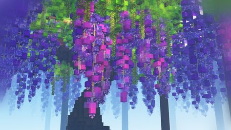 @ebara_mc Minecraft Inspo, Minecraft Designs, Minecraft Houses, Wisteria, Design Inspo, Minecraft, Character Design, Abstract Artwork, Plants