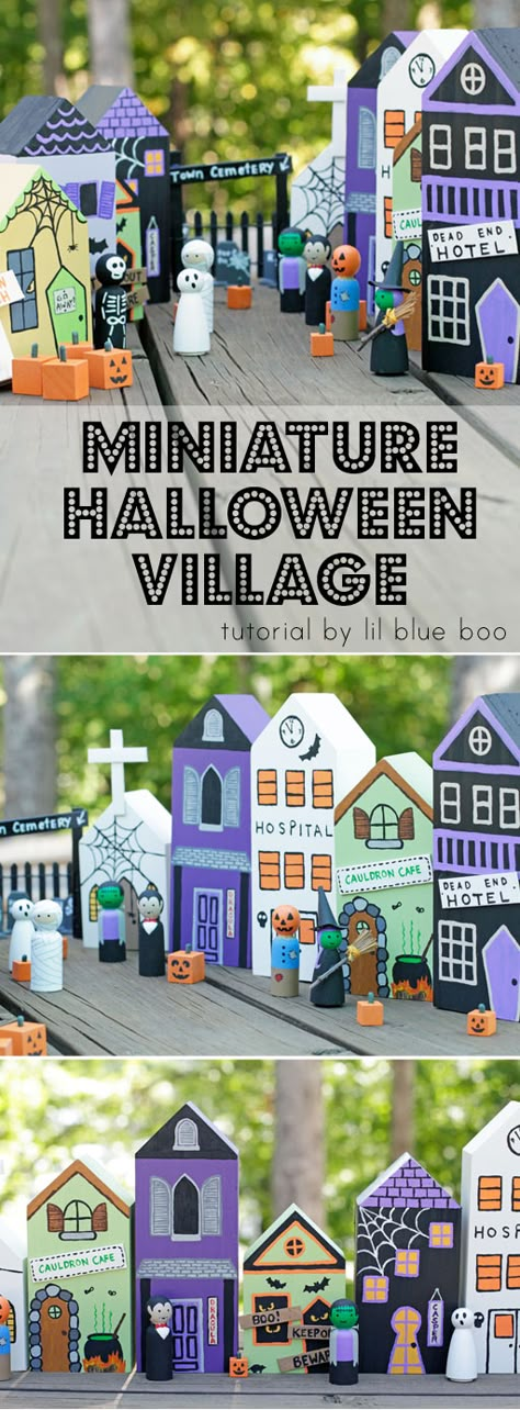 Diy Crafts Halloween, Diy Halloween Village, Lemax Halloween Village, Lemax Halloween, Halloween Houses, Halloween Village Display, Mini Ghost, Lemax Spooky Town, Diy Halloween Decor