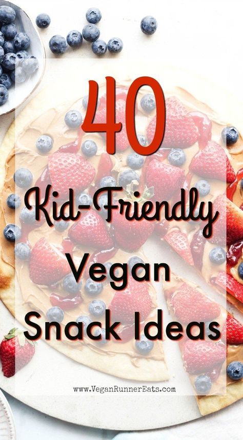 40 kid-friendly vegan snack ideas that even picky eaters will love. Easy plant-based recipes and ideas for well-fed vegan children, including savory and sweet snacks. | vegan snacks for kids | vegan kid-friendly snack recipes | vegan kid-approved snacks | plant-based kids snacks | plant-based snacks for kids | easy vegan snacks | easy vegan snack ideas | easy vegan snack recipes | #vegansnacks #kidfriendlysnacks #kidfriendlyveganrecipes #veganrecipesforkids #plantbasedkids #vegankids Vegan Snacks For Kids, Easy Vegan Snacks, Vegan Snack Ideas, Snacks Vegan, Plant Based Recipes Breakfast, Vegan Kids Recipes, Vegan Snack Recipes, Picky Eaters Kids, Plant Based Recipes Easy