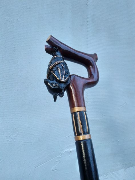 Goth Walking Cane, Cool Walking Canes For Women, Walking Cane Decorating Ideas, Walking Cane Aesthetic, Fantasy Cane, Cool Canes, Cool Walking Canes, Wood Staff, Unique Walking Sticks