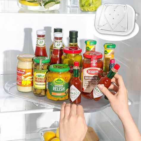 Clear Rectangular Fridge Organizer Storage , 15.67'' , Lazy Susan for Cabinet, Table, Pantry, Kitchen, Lazy Susan Spice Rack, Cabinet Spice Rack, Lazy Susan Organization, Fridge Organizer, Kitchen Countertop Organization, Cabinet Pantry, Lazy Susan Turntable, Fridge Shelves, Pantry Kitchen