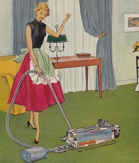 5. Clear away the clutter. Make one last trip through the main part of the house just before your husband arrives. Gather up schoolbooks, toys, paper, etc. and then run a dust cloth over the tables.  -  The 1955 ‘Good House Wife’s Guide’ Explains How Wives Should Treat Their Husbands - Page 2 of 6 - Do You Remember? The Good Wife's Guide, 1950s Housewife, Vintage Housewife, Happy Housewife, House Wife, Retro Housewife, Casa Vintage, Domestic Goddess, Deco Retro