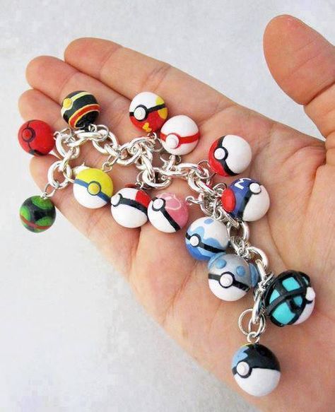 i need one of these Pokémon Bracelet, Pokemon Bracelet, Pokemon Fashion, Crea Fimo, Diy Fimo, Pokemon Diy, Pokemon Craft, Tanah Liat, Cute Polymer Clay