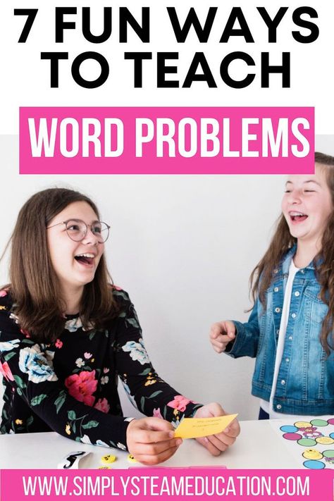 Teaching word problems is an important part of math instruction but it can be a tricky concept for students. Here are seven fun activities you can use in your classroom to teach word problems! Teaching Word Problems, Steam Education, Math Problem Solving, Solving Word Problems, Math Manipulatives, Math Instruction, Teacher Created Resources, Math Words, Math Word Problems