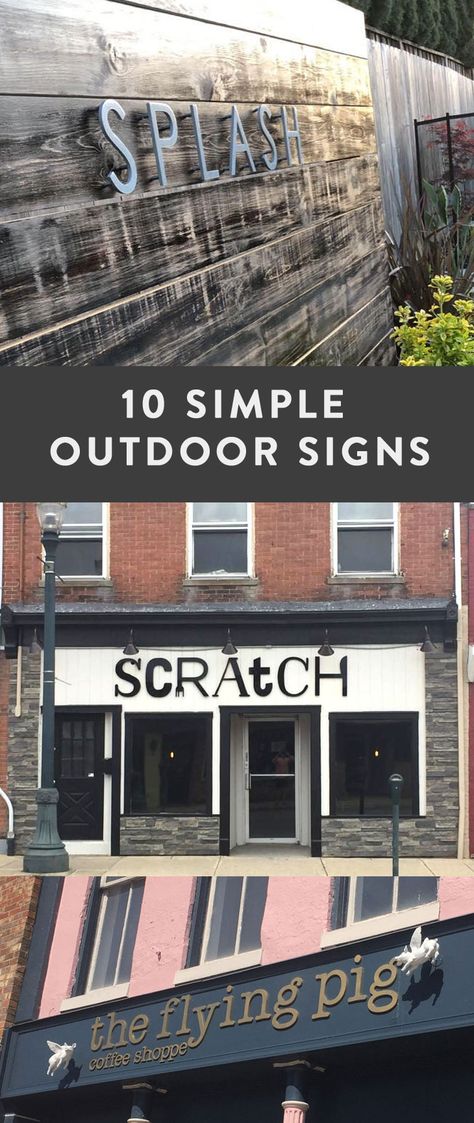 Metal Business Signs Outdoor, Outdoor Sign Ideas For Business, How To Make An Outdoor Business Sign, Outdoor Store Sign, Outdoor Business Signs Ideas, Signs For Business Outdoor, Diy Store Signage, Salon Outdoor Signs, Diy Outdoor Signs Business