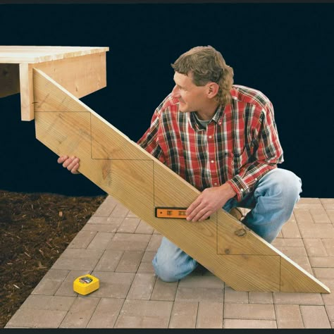 Build Deck Stairs, Mezzanine Stairs, How To Build Deck, Build Deck, Stairs Stringer, Terrasse Design, Deck Framing, Deck Steps, Building Stairs