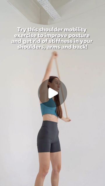 Alena Vi | Pilates | Mobility| Posture on Instagram: "✔️Instead of a gymnastic stick, you can use a towel or a mop, or even no equipment at all, trying to maintain an equal distance between your hands. 
✔️Try not to move your torso and avoid lifting your shoulders to your ears while performing.

🤷🏼‍♀️ While there’s no universal exercise perfect for everyone, adopting a personalized and holistic strategy is key. Yet, this particular exercise could be a great starting point if you’re aiming to alleviate discomfort or enhance your posture.

#posturecorrection #postureexercises #posture #backworkout #backexercises" Pilates Mobility, Shoulder Mobility Exercises, Posture Exercises, Mobility Exercises, Posture Correction, Improve Posture, Back Exercises, Back Workout, Gymnastics