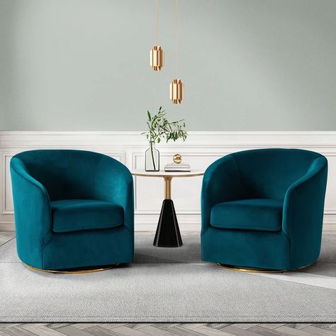 Etta Avenue™ Holden 80.01Cm Wide Velvet Barrel Chair & Reviews | Wayfair Velvet Barrel Chair, Diy Macramé, Barrel Chairs, Upholstered Swivel Chairs, Chair Wood, Swivel Barrel Chair, Single Chair, Glam Style, Barrel Chair