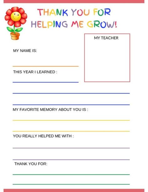 Download this free pdf - Thank You Letter To Teacher from Student - Free Printable Template. Perfect to use for teacher appreciation or an end of the year teacher gift. You can have your child personalize this free printable thank you note for teacher appreciation and pair it with a gift. Perfect for special education teachers and classroom assistants too!  #teacherthankyou #freeprintable #thankyounote #teacherappreciation Note For Teacher, Teacher Appreciation Letter, Teacher Appreciation Notes, Free Printable Letter Templates, Teacher Thank You Notes, Printable Thank You Notes, Printable Letter Templates, Printable Note Cards, Thank You Note Template