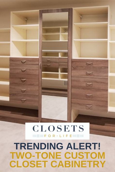 Two Tone Closet Design, Two Tone Closet Cabinets, Two Tone Closet, Closet Cabinetry, Boy's Rooms, Custom Closet Design, Closet Drawers, Closet Cabinets, Custom Closet