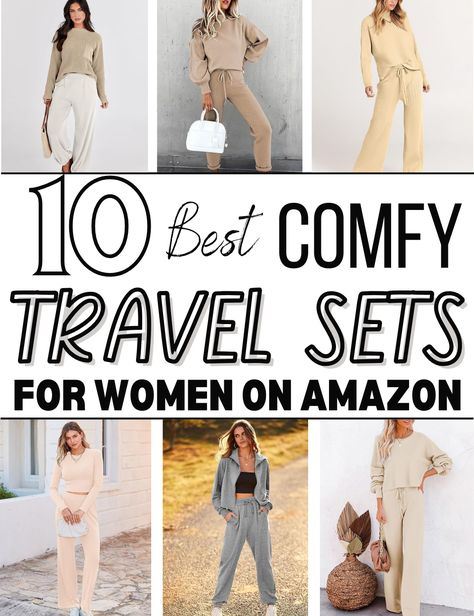 The 10 Best Travel Sets For Women, Travel Outfits, Travel Aesthetic, Travel outfit, Travel Essentials, traveling, Travel Outfit for plane, comfy travels sets, comfortable travel outfit. Effortless Travel Outfits, Cute Travel Clothes, International Plane Outfit, Red Eye Travel Outfit, Travel Sets Outfit, Travelling Outfits For Women, 2 Piece Travel Outfit, Women’s Travel Outfits, Amazon Travel Outfits Women