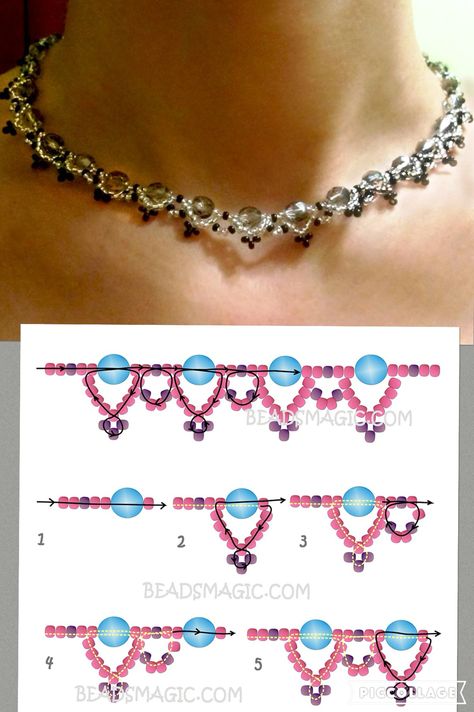 Diy Pearl Jewelry, Diy Jewelry Tutorials, Beaded Necklace Patterns, Motifs Perler, Beaded Bracelets Tutorial, Beaded Necklace Diy, Beaded Jewelry Tutorials, Handmade Jewelry Tutorials, Necklace Patterns