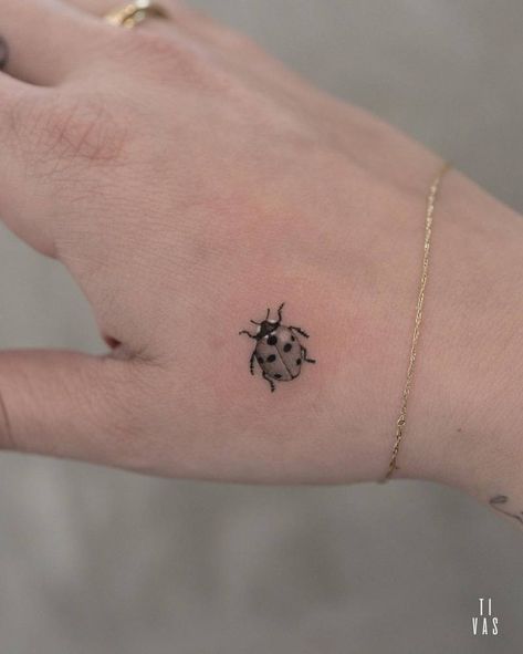 Micro-realistic ladybug tattoo located on the hand. Ladybird Tattoo, Dragon Hand Tattoo, Simple Hand Tattoos, Ladybug Tattoo, Thumb Tattoos, Full Hand Tattoo, Butterfly Hand Tattoo, Unique Small Tattoo, Our Mindful Life