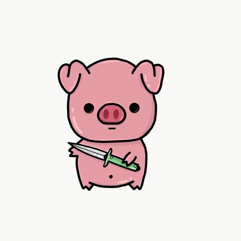 Cute Animal With Knife Drawing, Cute Animals Holding Knives Tattoo, Animals With Knife Drawing, Animals With Knives Drawings, Cute Animals With Knives, Animals With Knives, Cute Small Drawings, Deadly Animals, Angry Animals