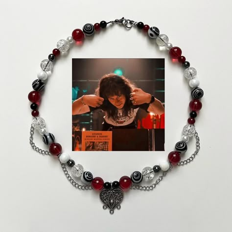 Stranger things, Eddie munson, handmande jewlery , bead necklace , small business , Eddie Munson Colar, Spiderman Beaded Necklace, Eddie Munson Bracelet, Eddie Munson Necklace, Stranger Things Beads, Stranger Things Bracelet Ideas, Stranger Things Bracelet, Stranger Things Necklace, Stranger Things Jewelry