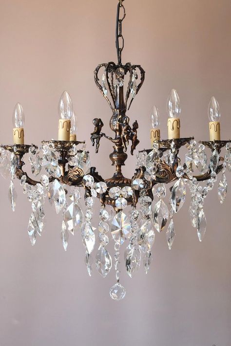 Vintage Chandeliers For Living Room, Antique Chandelier Bedroom, Rococo Chandelier, Ballroom Ceiling, Antique Chandelier Vintage Chandeliers, Gothic Lighting, Antique Crystal Chandelier, Crystal Chandelier Bedroom, Gothic Chandelier