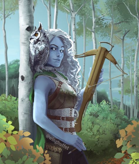 Air Genasi Female Ranger, Vedalken Artificer, Genasi Ranger, Air Genasi Female, Genasi Rogue, Dnd Genasi, Genasi Female, Air Genasi, Water Genasi