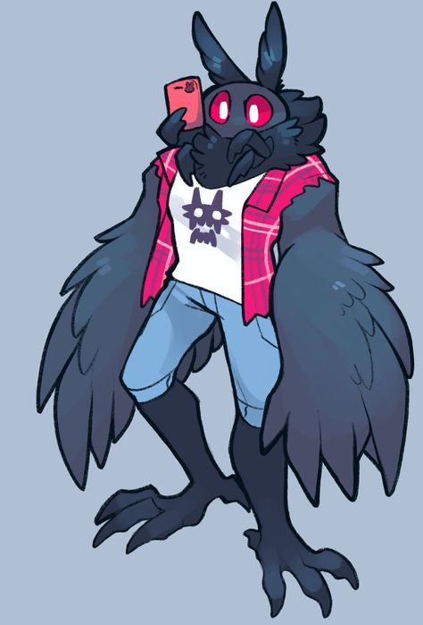 Moth Man Art Cute, Mothman Art Cute, Atlas Cryptid Crush, Wolf Oc Human Male, Moth Character Design Male, Cryptid Crush, Mothman Art, Shadow Creatures, Cute Moth