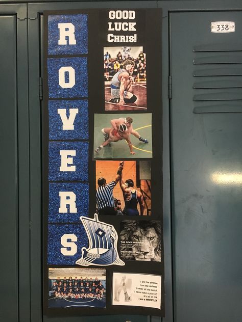 Wrestling locker signs, sports locker decorations Team Locker Room Decorations, Senior Locker Decorations, Wrestling Locker Decorations, Homecoming Locker Room Decorations, Sport Locker Decorations Ideas, Locker Sports Decorations, Cheer Posters Ideas Signs Cheerleading, Decorating Lockers For Sports, Wrestling Locker Signs