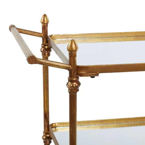 "Brass Iron Bar Cart This rectangular brass rolling cart is an amazing home storage item to place on living room or office room areas. Looks stylish in your living room or kitchen as a serving tray or as a decor stand. An optimal mobility piece of furniture that will show to wow your guests for any occasion. This item comes shipped in one carton. Suitable for indoor use only. Some assembly required. A traditional rolling storage cart featuring 3 shelves with 25. 50”W, 15. 50” depth, and 20 lbs. Vintage Bar Cart Styling, Antique Bar Carts, Unique Bar Cart, Dinning Room Bar, Bar Cart Inspiration, Wooden Bar Cart, Bar Cart Design, Nautical Bar, Brass Bar Cart