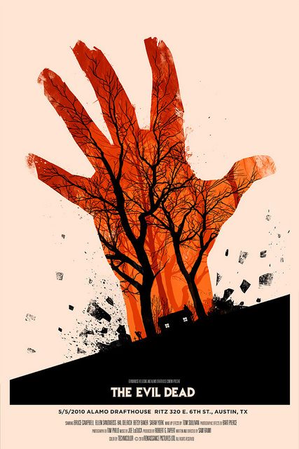 Movie poster re-design for Evil Dead by Olly Moss for The Alamo Drafthouse. Olly Moss, Mondo Posters, Poster Grafico, The Evil Dead, Illustration Design Graphique, Best Movie Posters, Screen Print Poster, Film Horror, Horror Posters