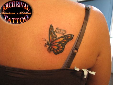 monark butterfly tattoo by theothertattooguy on DeviantArt Kids Initial Tattoos, Monarch Butterfly Tattoo, Simple Butterfly Tattoo, Diy Tattoo Permanent, Butterfly Tattoo On Shoulder, Tattoo Diy, Butterfly Back Tattoo, Native Tattoos, Tattoo Back