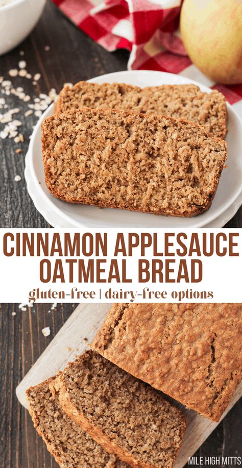 Dairy Free Apple Cinnamon Bread, Gluten Free Quick Oats Recipes, Simple Gluten Free Baking, Applesauce Bread Healthy, Almond Flour Applesauce Bread, Vegan Quick Bread Recipes, Gluten Free Apple Cinnamon Bread, Apple Recipe Gluten Free, Gf Quick Bread Recipes