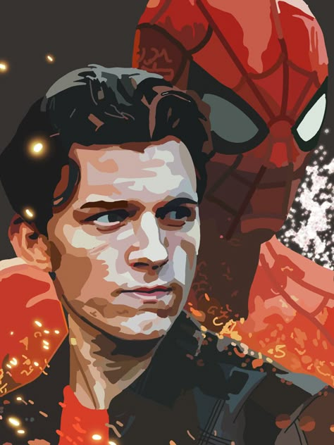 Marvel Digital Art, Spiderman Digital Art, Marvel Art Painting, Tom Holland Art, Spiderman Pop Art, Marvel Illustration Art, Marvel Painting Ideas, Spiderman Canvas Art, Marvel Paintings