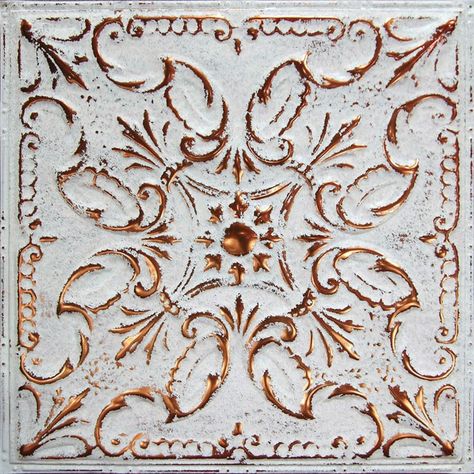 Explore tin tile for the ceiling and walls. Features various patterns and dozens of colors for distinctive design in any space: residential or commercial. Tin Tile Ceiling, Vintage Tin Ceiling Tile, Tile Ceiling, American Tin Ceiling, Tin Ceilings, Tin Tiles, Tin Ceiling Tiles, Room Tiles, Tin Ceiling