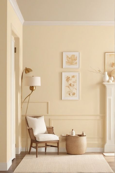 - Warm cream paint color
- Home decor inspiration
- Interior design ideas
- Cozy living space Almond Color Wall Paint, Vanilla Ice Cream Paint Color, Behr Butter Yellow Paint, Creamy Vanilla Paint Color, Interior Cream Paint Colors, Homey Cream Valspar, Creamy Yellow Walls, Cream Color Room Ideas, Pastel Yellow Living Room Walls