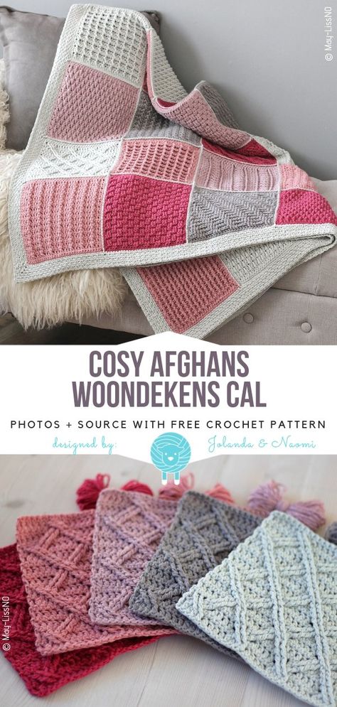 Free Crochet Block Blanket Patterns, Crochet Afghan Squares Patchwork Blanket, Cozy Afghans Free Crochet Pattern, Free Crochet Blanket Patterns For Women, Stitch Sampler Afghan Crochet Pattern Free, Crochet Office Blanket, Crochet Square Sampler Blanket Pattern Free, Sample Crochet Blanket, Crochet Afghan Patterns Free Modern Patchwork Blanket