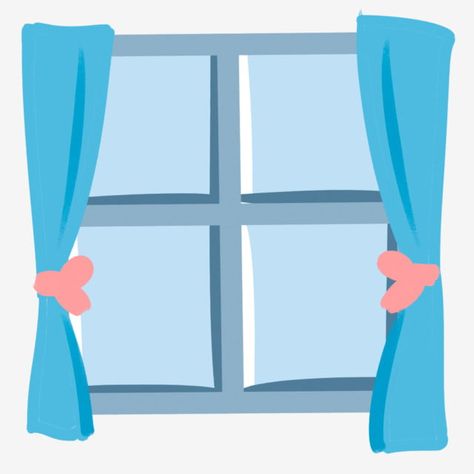 Window Cartoon, Education Strategies, Window Png, Cute Window, Window Clipart, Windows Curtains, Curtain Drawing, Blue Window, Handmade Napkins