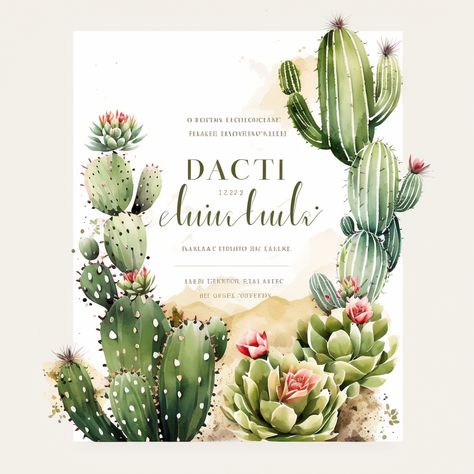 Downloadable Cactus PNG File Cactus Template, Cactus Invitation, Clipart Birthday, Floral Clipart, Rice Paper, Watercolor Floral, Floral Watercolor, Etsy Australia, Party Invitations