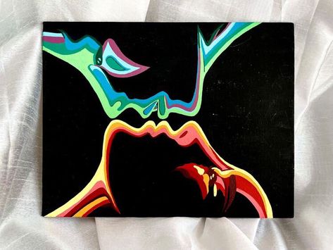 Soul Ties Art Painting, Line Painting Abstract, Neon Body Painting Acrylic, Cool Neon Paintings, Beginner Acrylic Painting Ideas Simple, Bodyart Art Painting, Neon Canvas Art, Acrylic Paint Inspiration, Edm Painting