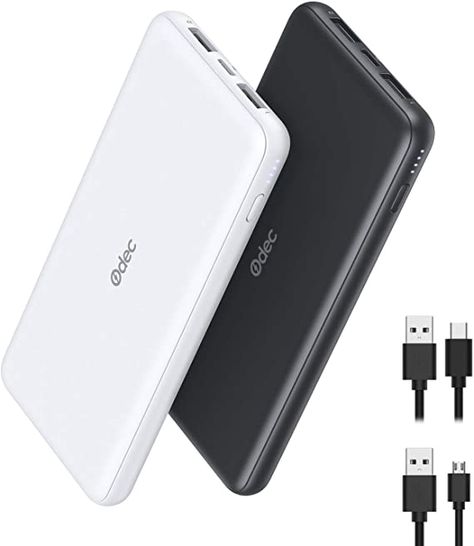 AmazonSmile: Portable Charger 2-Pack 10000mAh Power Bank Odec High Capacity Power Bank Ultra Slim External Phone Battery Pack with Dual Input & Output for iPhone 12 Pro, Galaxy S10, Pixel 4, iPad 2020, AirPods Pro: Electronics Cell Phone Charger, Power Banks, Usb Type A, Portable Power Bank, Samsung Galaxy S, Phone Battery, Micro Usb Cable, Portable Charger, Portable Power